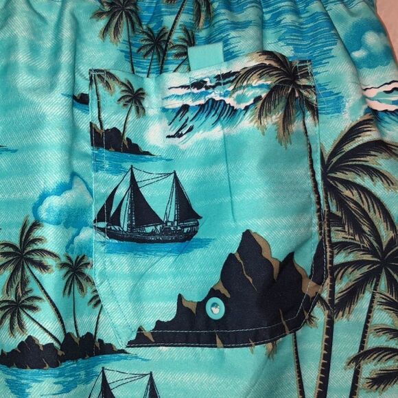 George L Tropical Teal Navy Swim Trunks - Picture 5 of 12